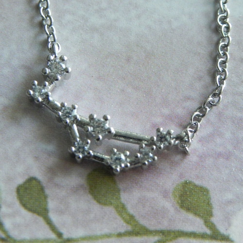 Virgo Constellation Necklace With Clear CZ Stone